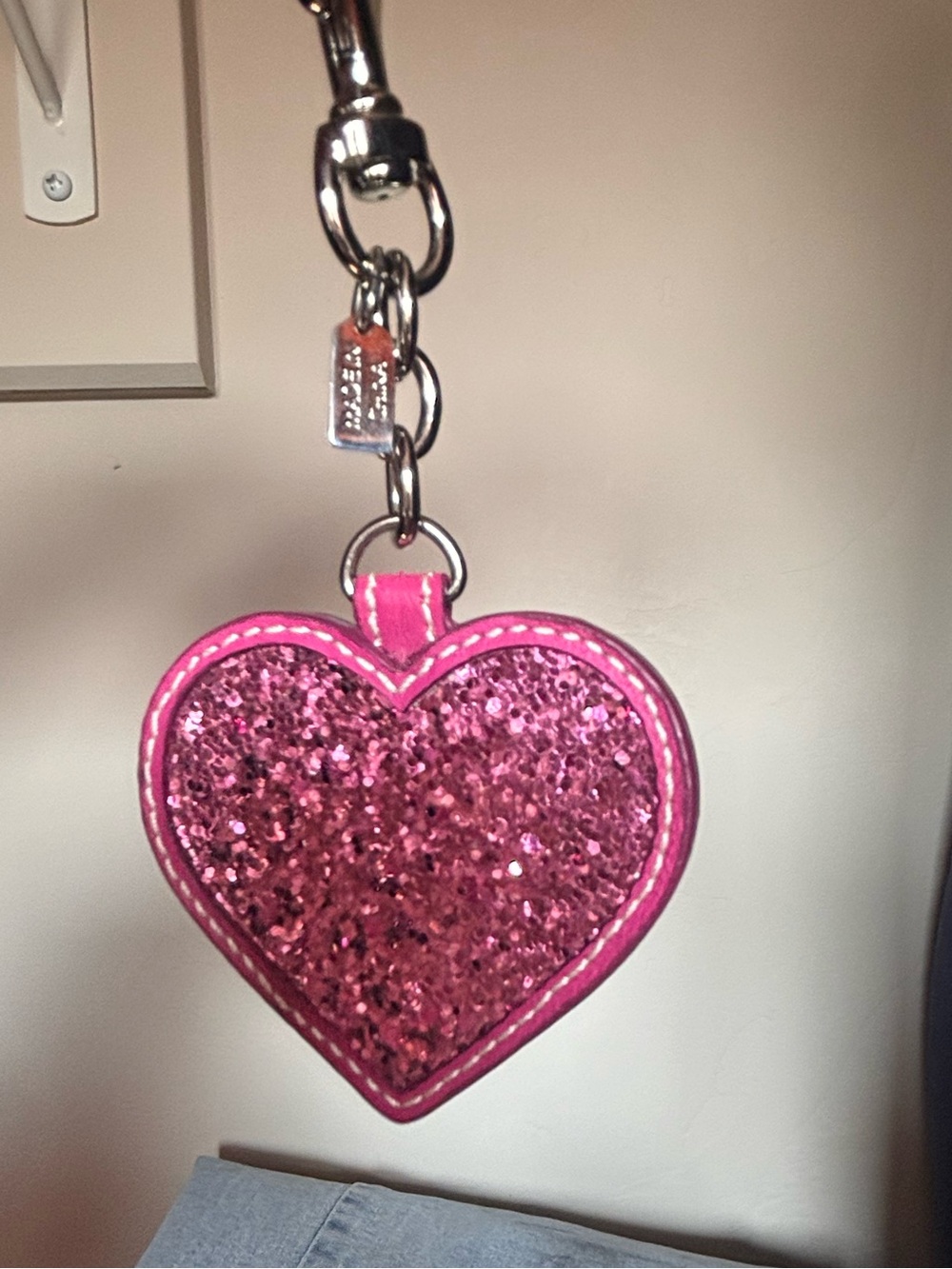 Coach Pink Glitter Bag Charm